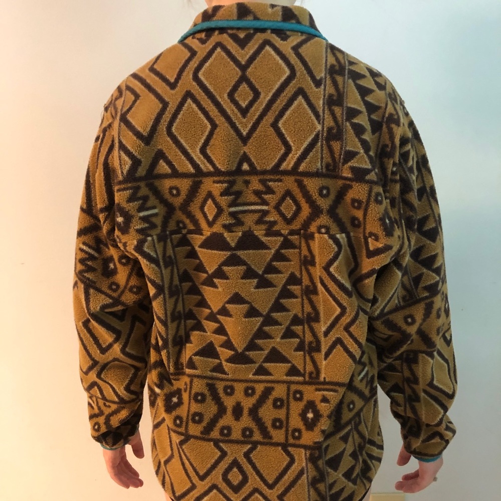 RARE Patagonia Synchilla Snap-T Fleece Pullover Montana Siete Bear Brown Tribal - Picture 4 of 15